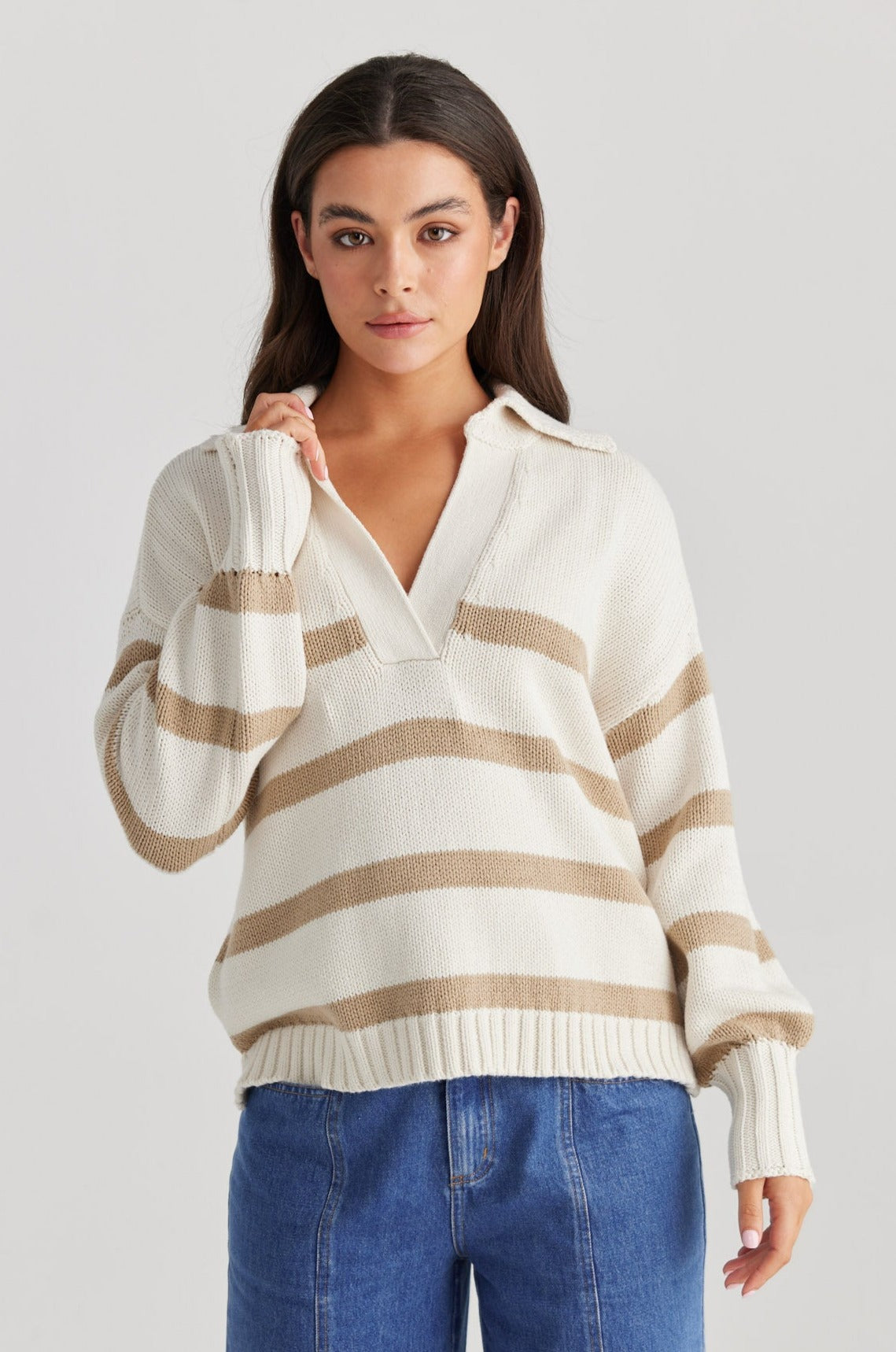 Goldie Stripe Knit - Ecru