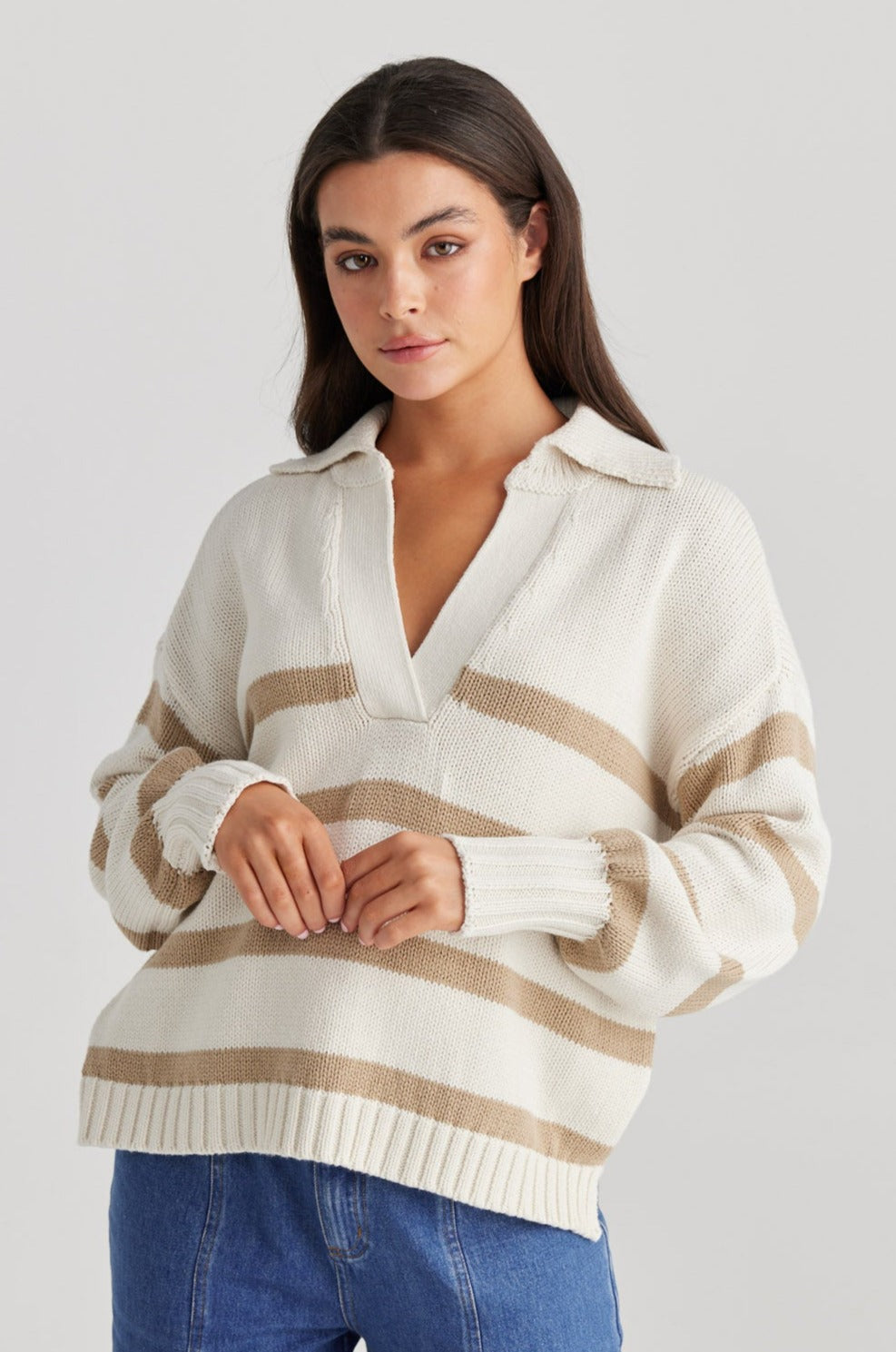 Goldie Stripe Knit - Ecru