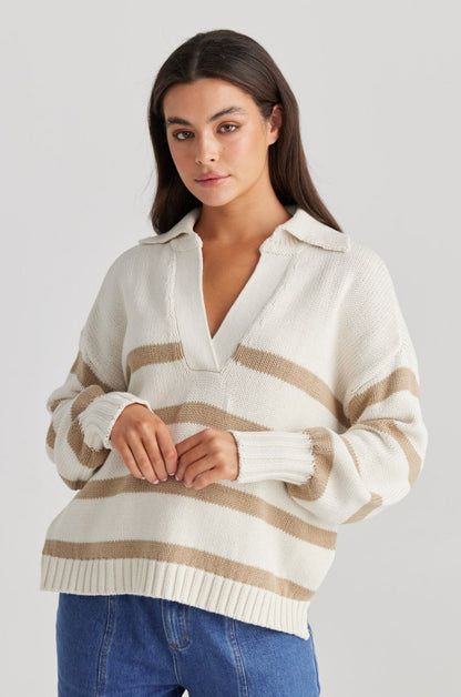 Goldie Stripe Knit - Ecru